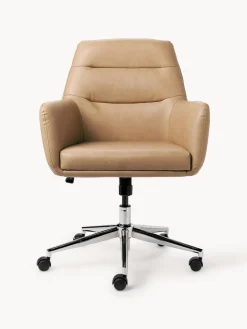 Silla de escritorio de piel sintética con reposabrazos Benson, altura regulable