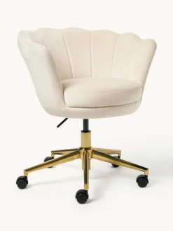 Silla de escritorio de terciopelo con reposabrazos Oyster, altura regulable