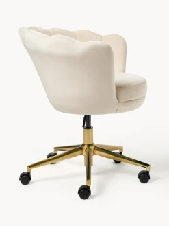 Silla de escritorio de terciopelo con reposabrazos Oyster, altura regulable
