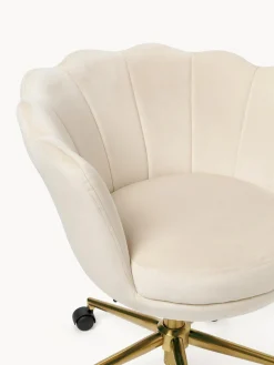 Silla de escritorio de terciopelo con reposabrazos Oyster, altura regulable