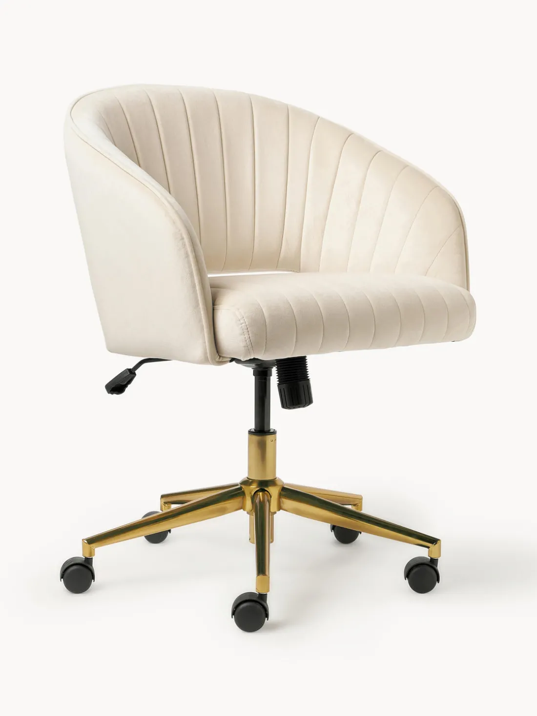 Silla de escritorio de terciopelo con reposabrazos Laria, altura regulable