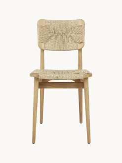 Silla de jardín de madera de teca con asiento y respaldo tejidos C-Chair