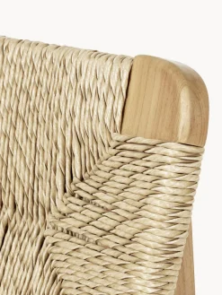 Silla de jardín de madera de teca con asiento y respaldo tejidos C-Chair