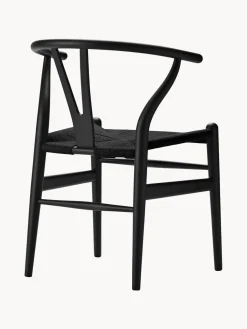 Silla de madera con asiento tejido a mano CH24