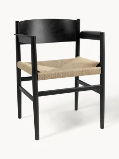 Silla de madera de haya artesanal con asiento tejido Nestor