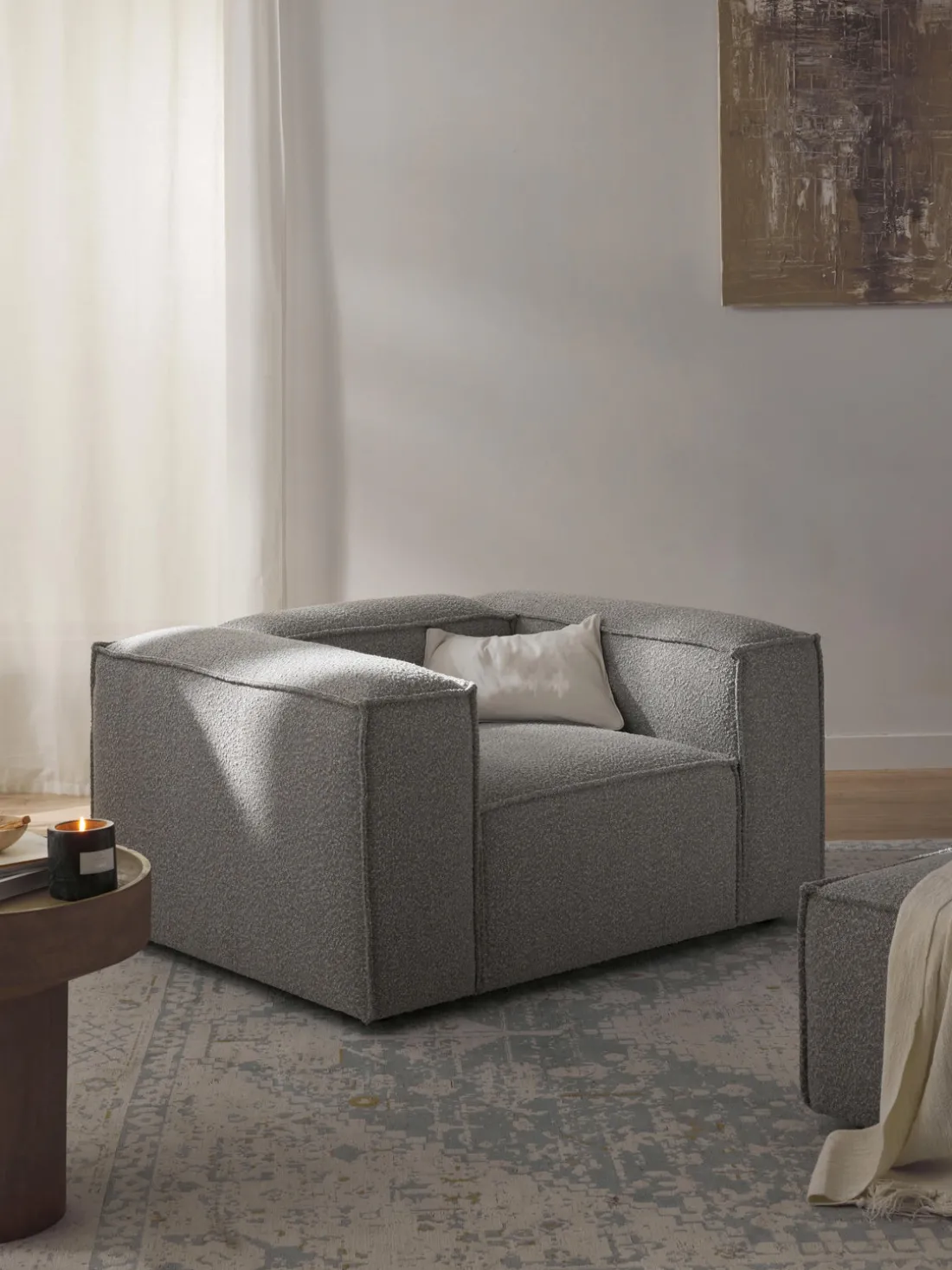 Sillón en tejido bouclé Lennon