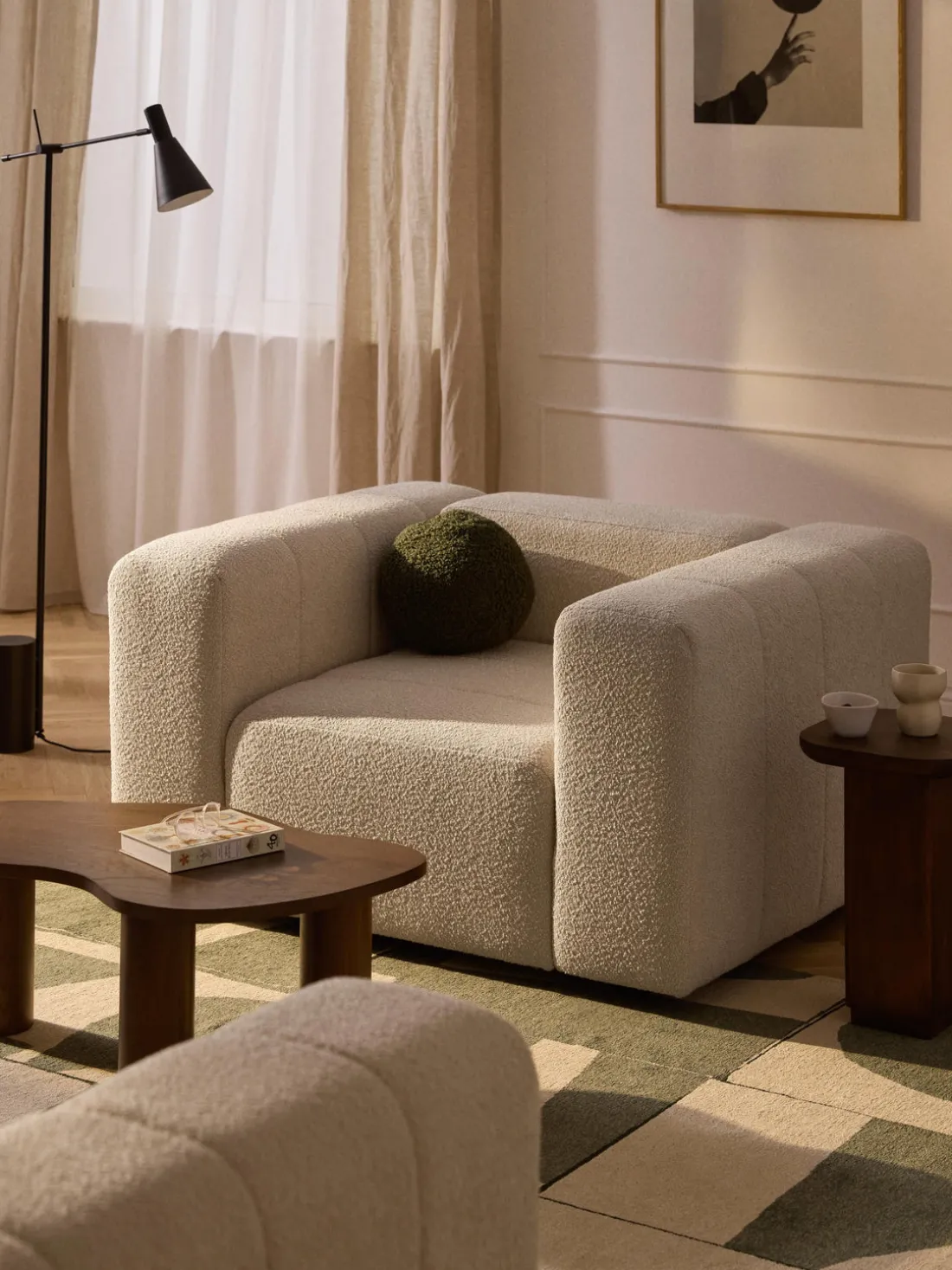 Sillón en tejido bouclé Lena