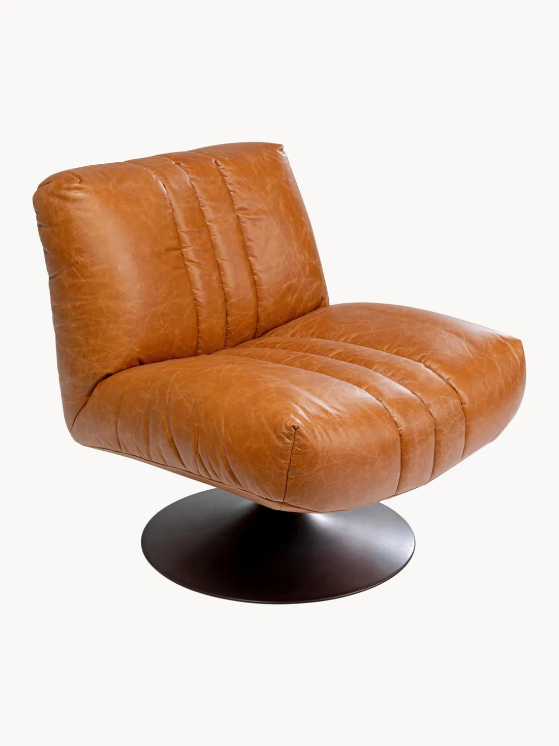 Sillón giratorio de cuero Napa