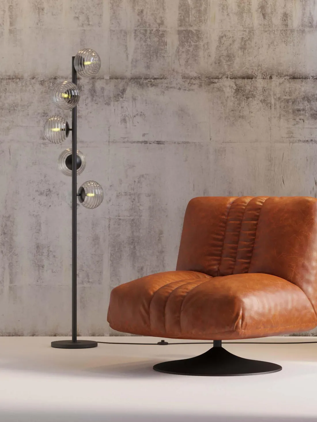 Sillón giratorio de cuero Napa