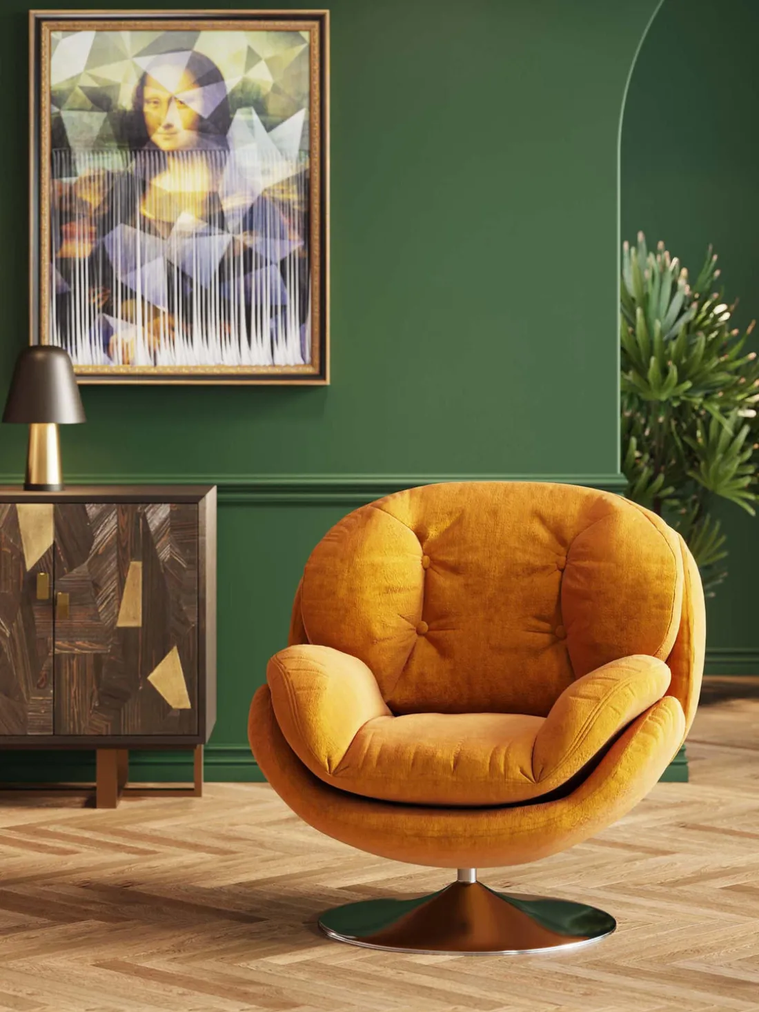 Sillón giratorio de terciopelo Cosy