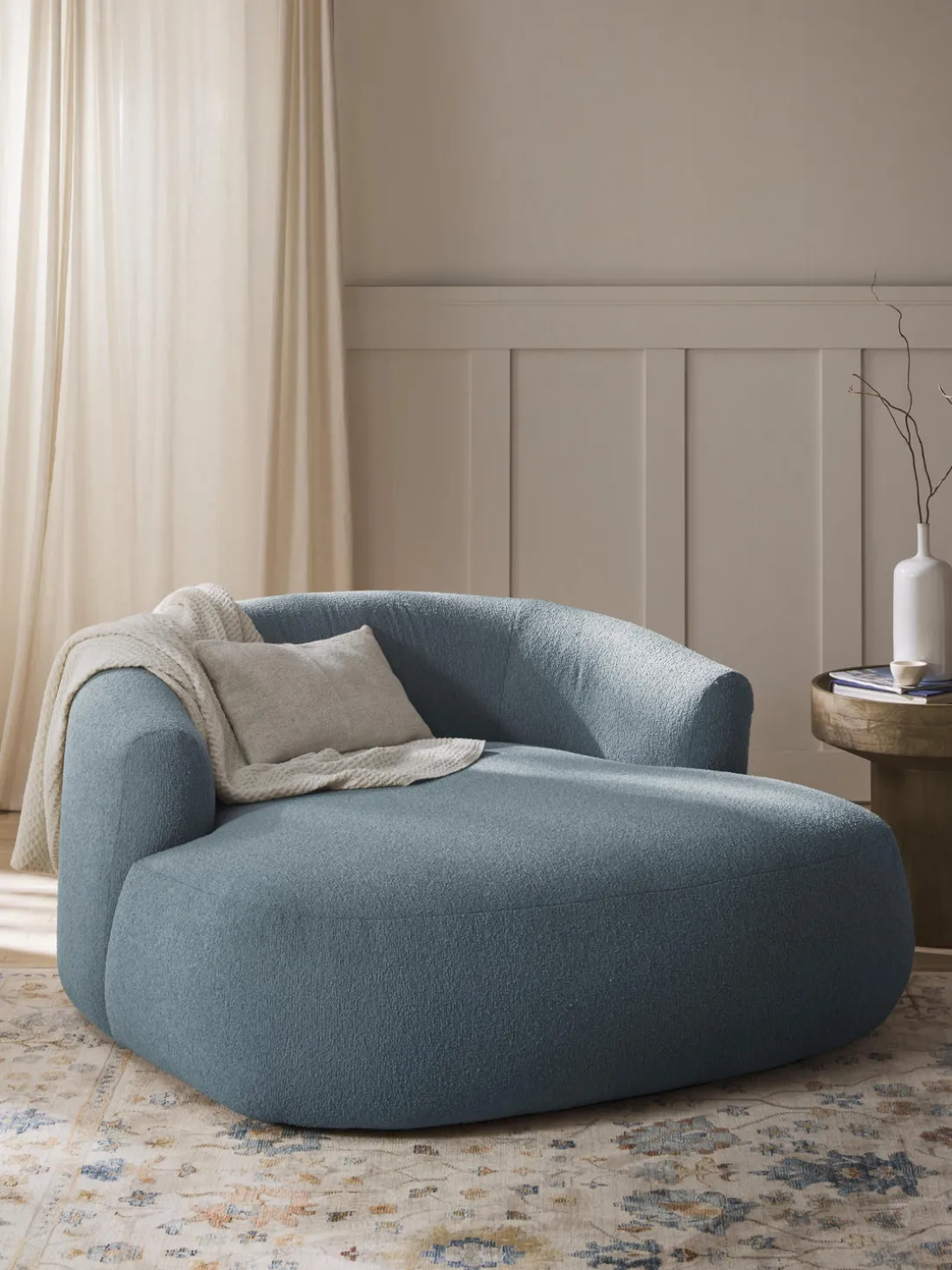 Sillón lounge grande en tejido bouclé Sofia