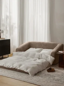 Sofá cama de borreguillo bouclé Eliot (2 plazas)