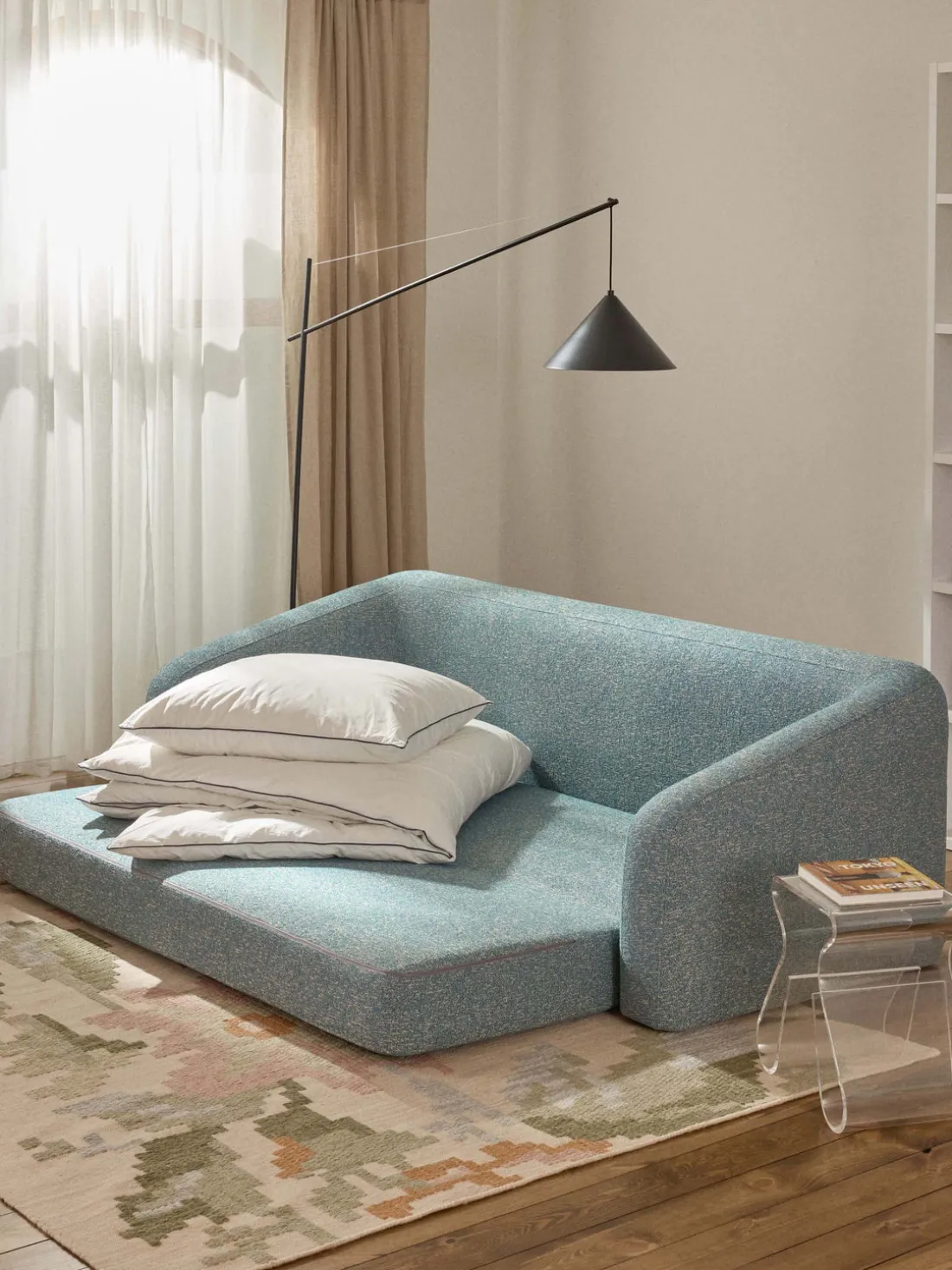 Sofá cama en tejido bouclé Eliot (3 plazas)