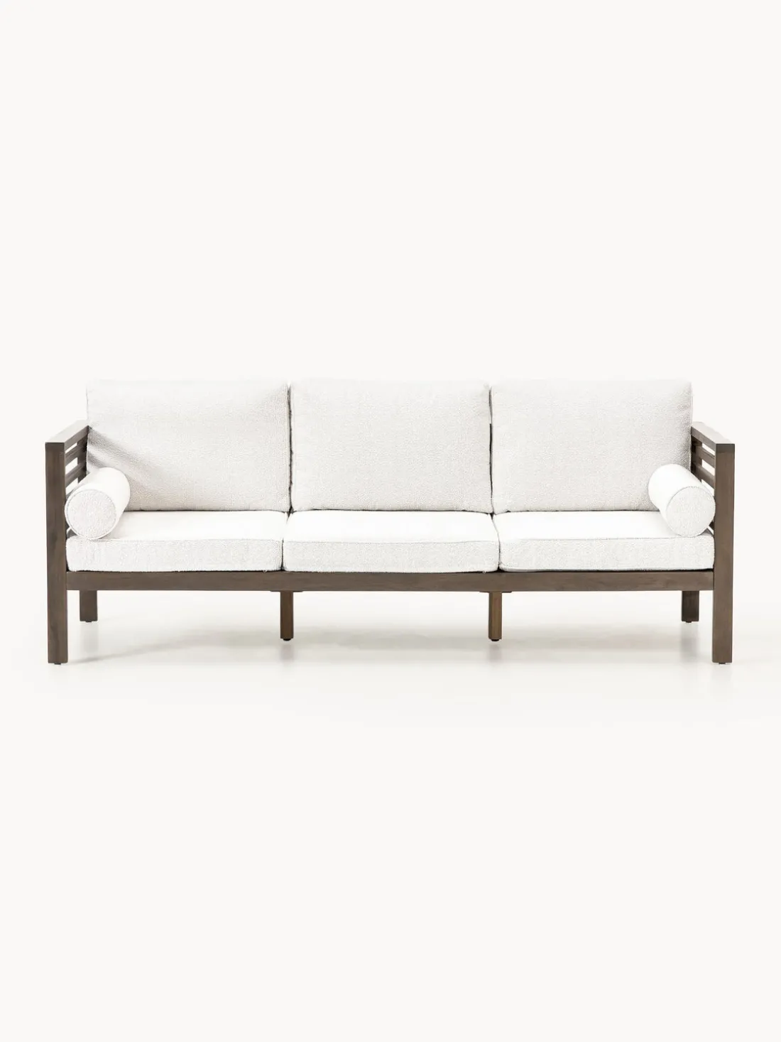 Sofá de jardín en tejido bouclé de madera de acacia Bo (3 plazas)