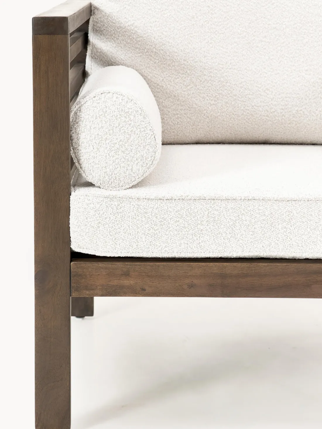 Sofá de jardín en tejido bouclé de madera de acacia Bo (3 plazas)