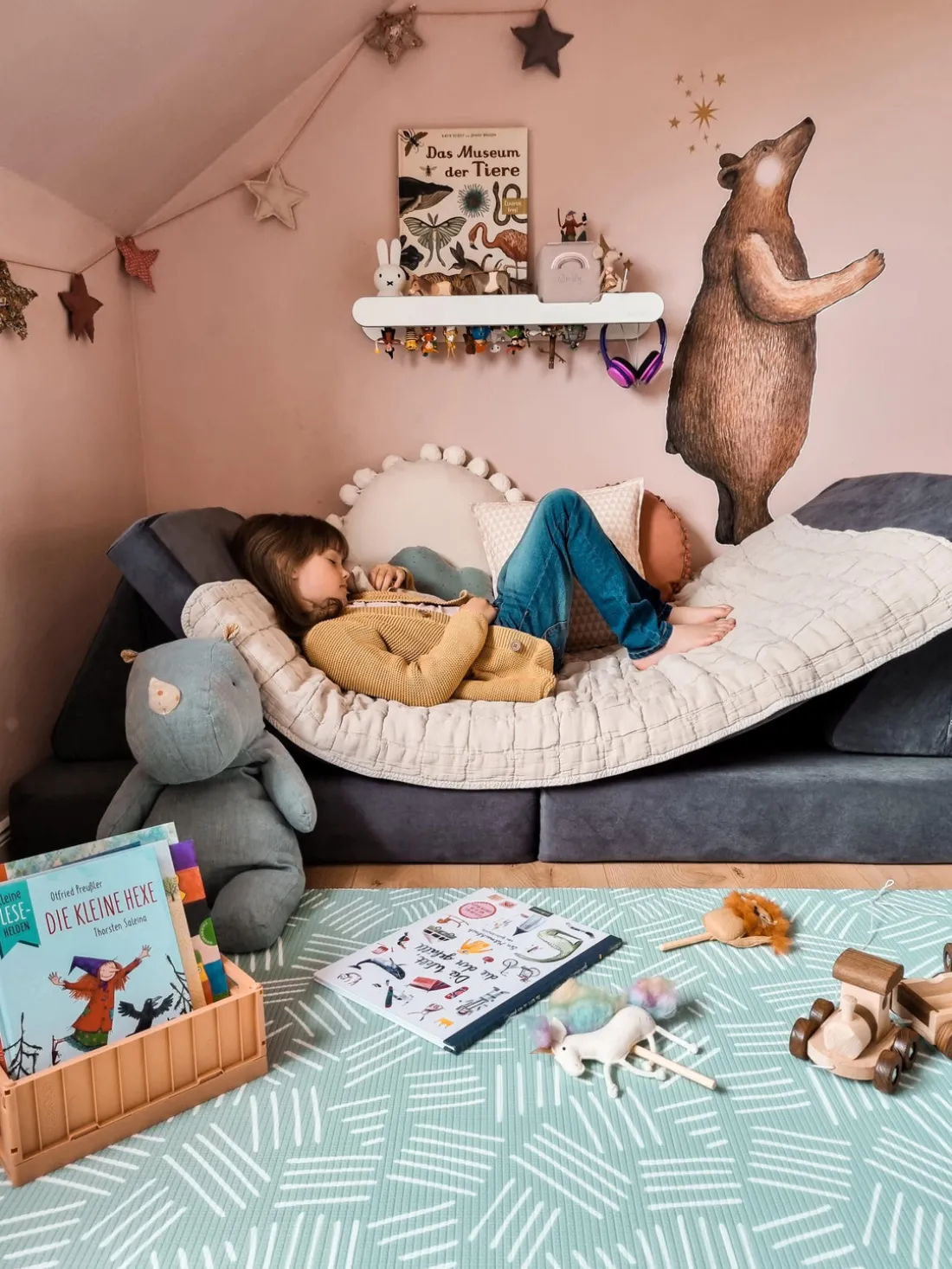 Sofá infantil modular artesanal de terciopelo Mila