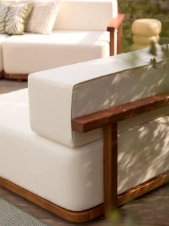 Sofá lounge para exterior de madera de acacia Matheus (2 plazas)