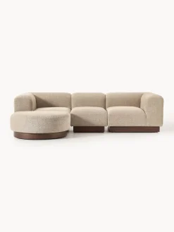 Sofá modular con reposapiés de borreguillo bouclé Natalie (3 plazas)