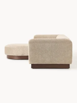 Sofá modular con reposapiés de borreguillo bouclé Natalie (3 plazas)