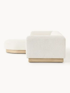 Sofá modular con reposapiés de borreguillo bouclé Natalie (3 plazas)