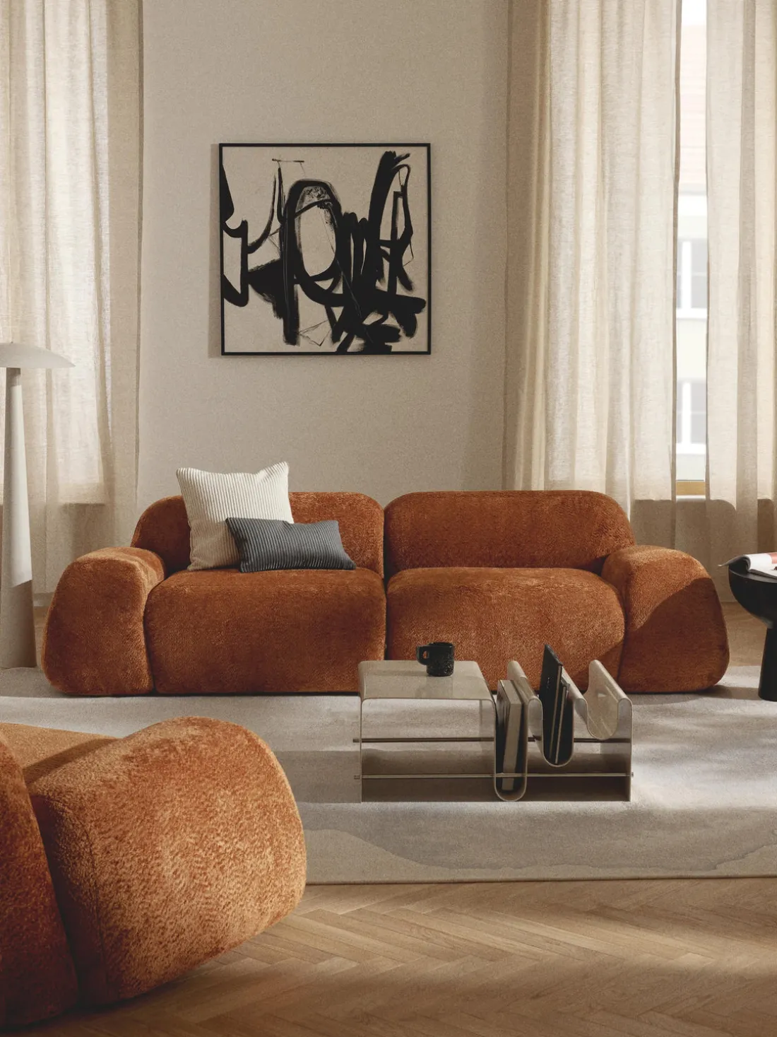 Sofá modular de boreguillo bouclé Wolke (3 plazas)