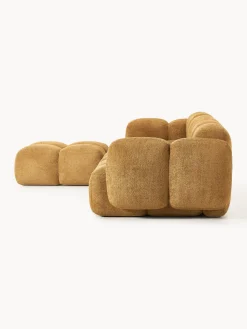 Sofá modular de borreguillo bouclé con reposapiés izquierdo/derecho Tayla (4 plazas)
