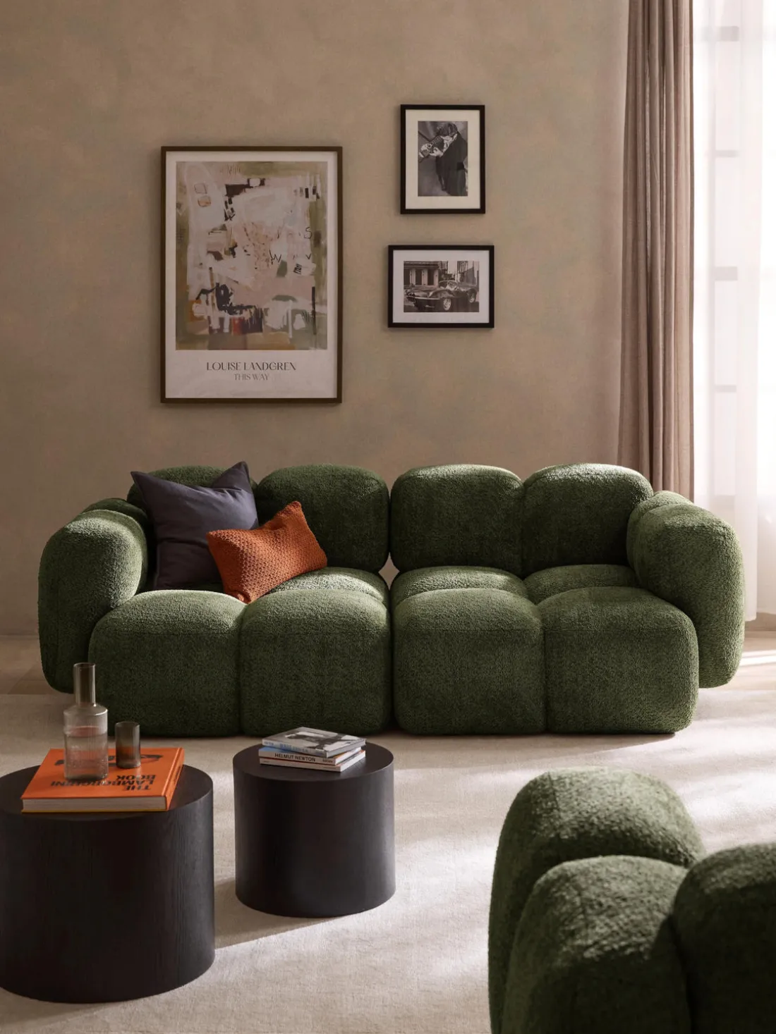 Sofá modular de borreguillo bouclé Tayla (3 plazas)