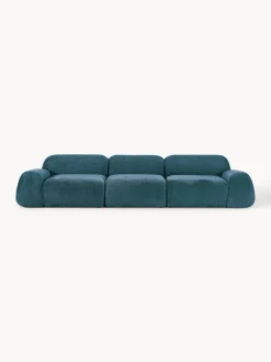 Sofá modular de borreguillo bouclé Wolke (4 plazas)