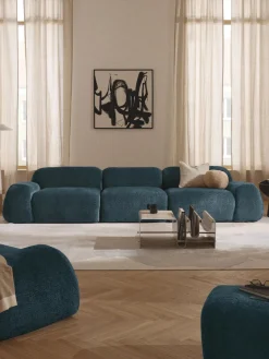 Sofá modular de borreguillo bouclé Wolke (4 plazas)