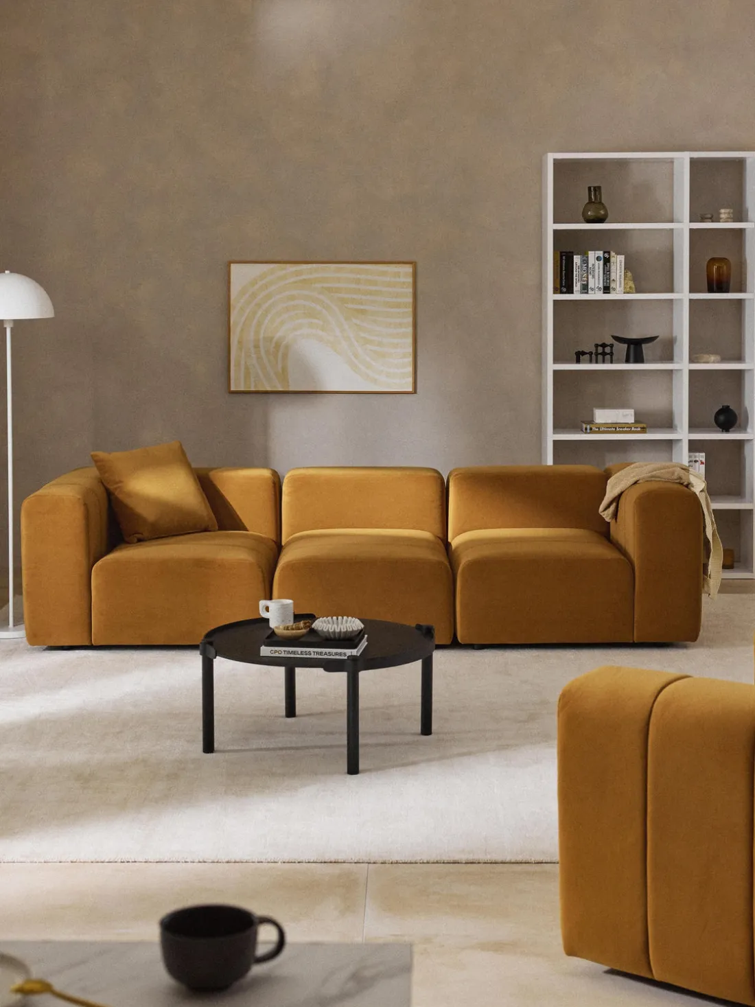 Sofá modular de terciopelo Lena (4 plazas)