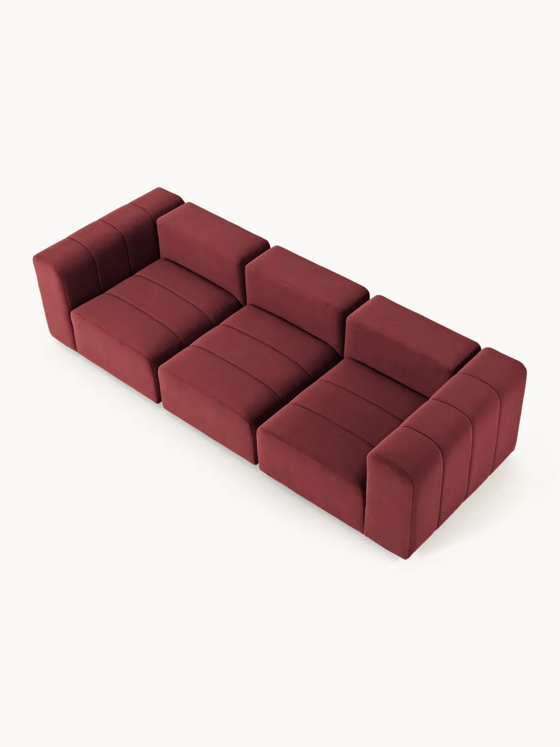 Sofá modular de terciopelo con reposapiés Lena (3 plazas)