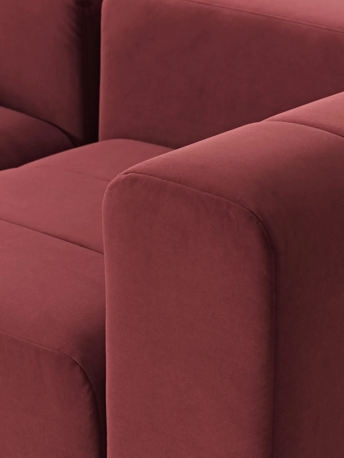 Sofá modular de terciopelo con reposapiés Lena (3 plazas)