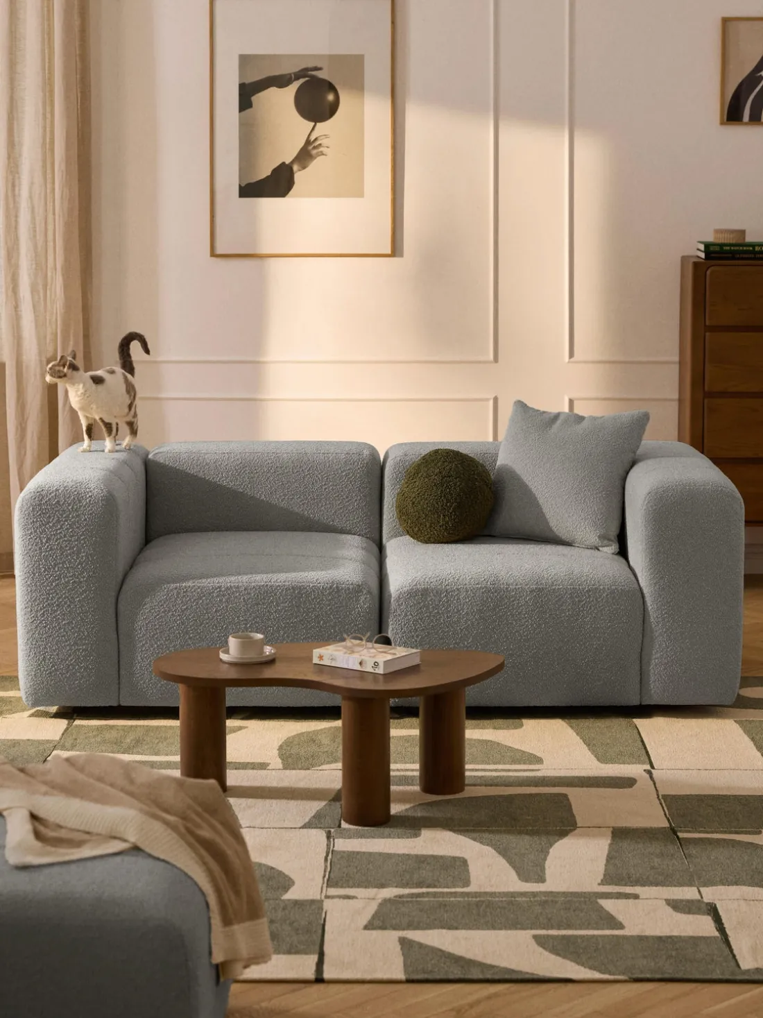 Sofá modular en tejido bouclé Lena (3 plazas)