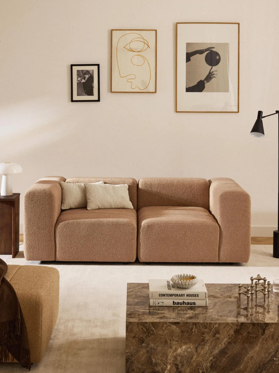 Sofá modular en tejido bouclé Lena (3 plazas)