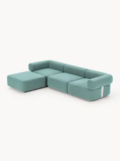 Sofá modular en tejido bouclé Anton (4 plazas), con reposapiés (izquierda/derecha)