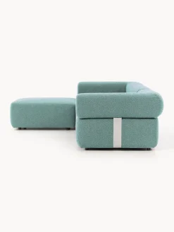 Sofá modular en tejido bouclé Anton (4 plazas), con reposapiés (izquierda/derecha)