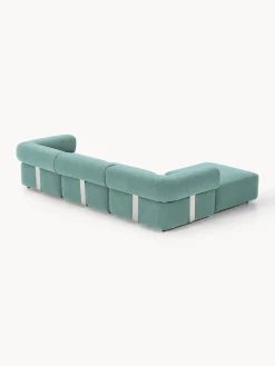 Sofá modular en tejido bouclé Anton (4 plazas), con reposapiés (izquierda/derecha)