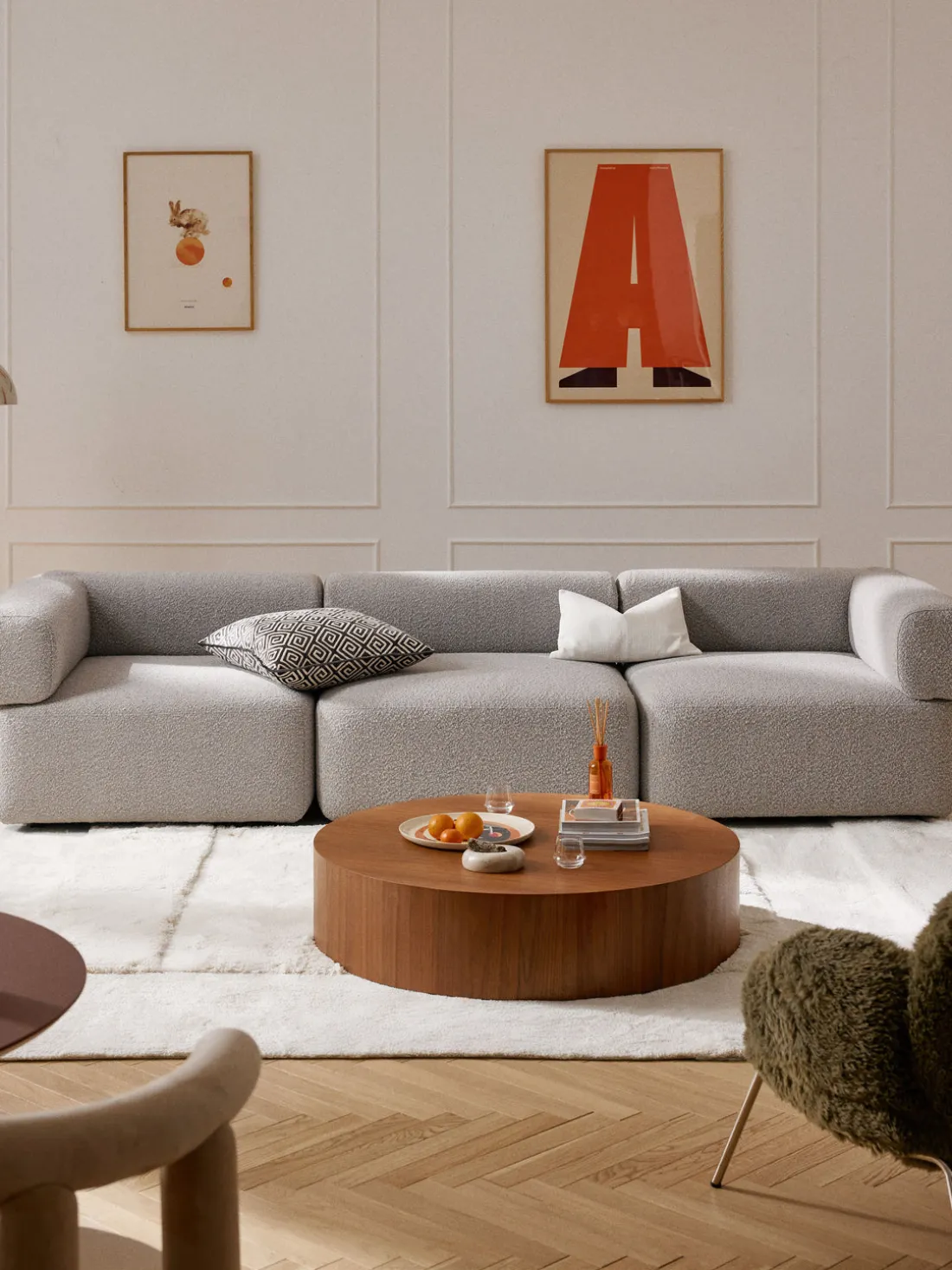 Sofá modular en tejido bouclé Anton (4 plazas)