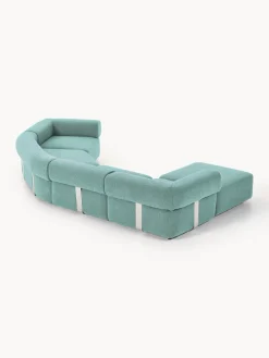 Sofá modular grande en tejido bouclé con reposapiés Anton (izquierda/derecha)