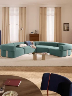 Sofá modular grande en tejido bouclé Anton