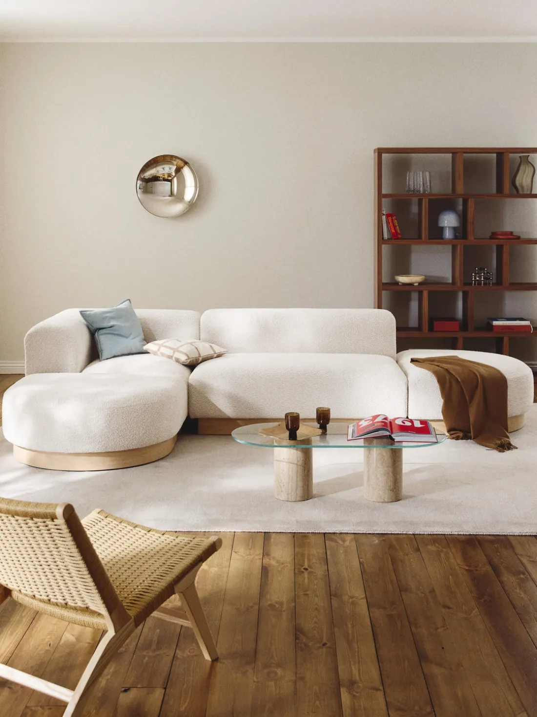 Sofá rinconera de borreguillo bouclé Natalie