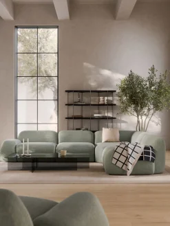 Sofá rinconera en tejido bouclé Wolke (4 plazas)