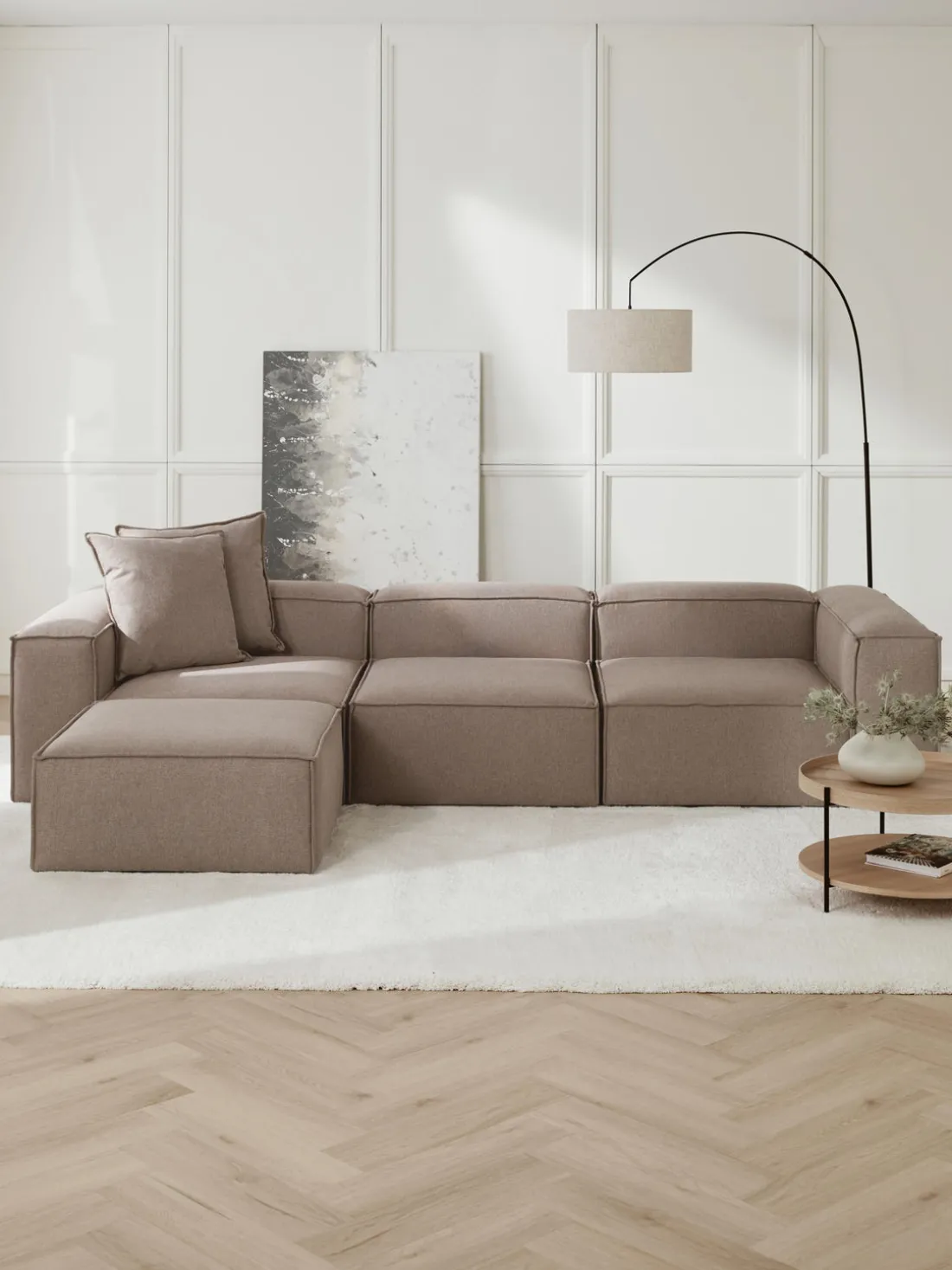 Sofá rinconera modular con reposapiés izquierdo/derecho Lennon (4 plazas)