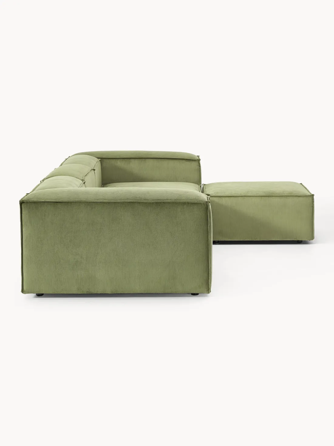 Sofá rinconera modular de pana con reposapiés izquierdo/derecho Lennon (4 plazas)