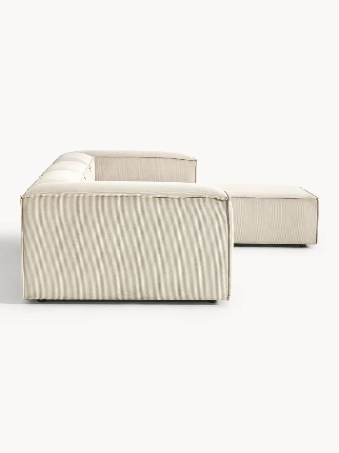 Sofá rinconera modular de pana con reposapiés izquierdo/derecho Lennon (4 plazas)