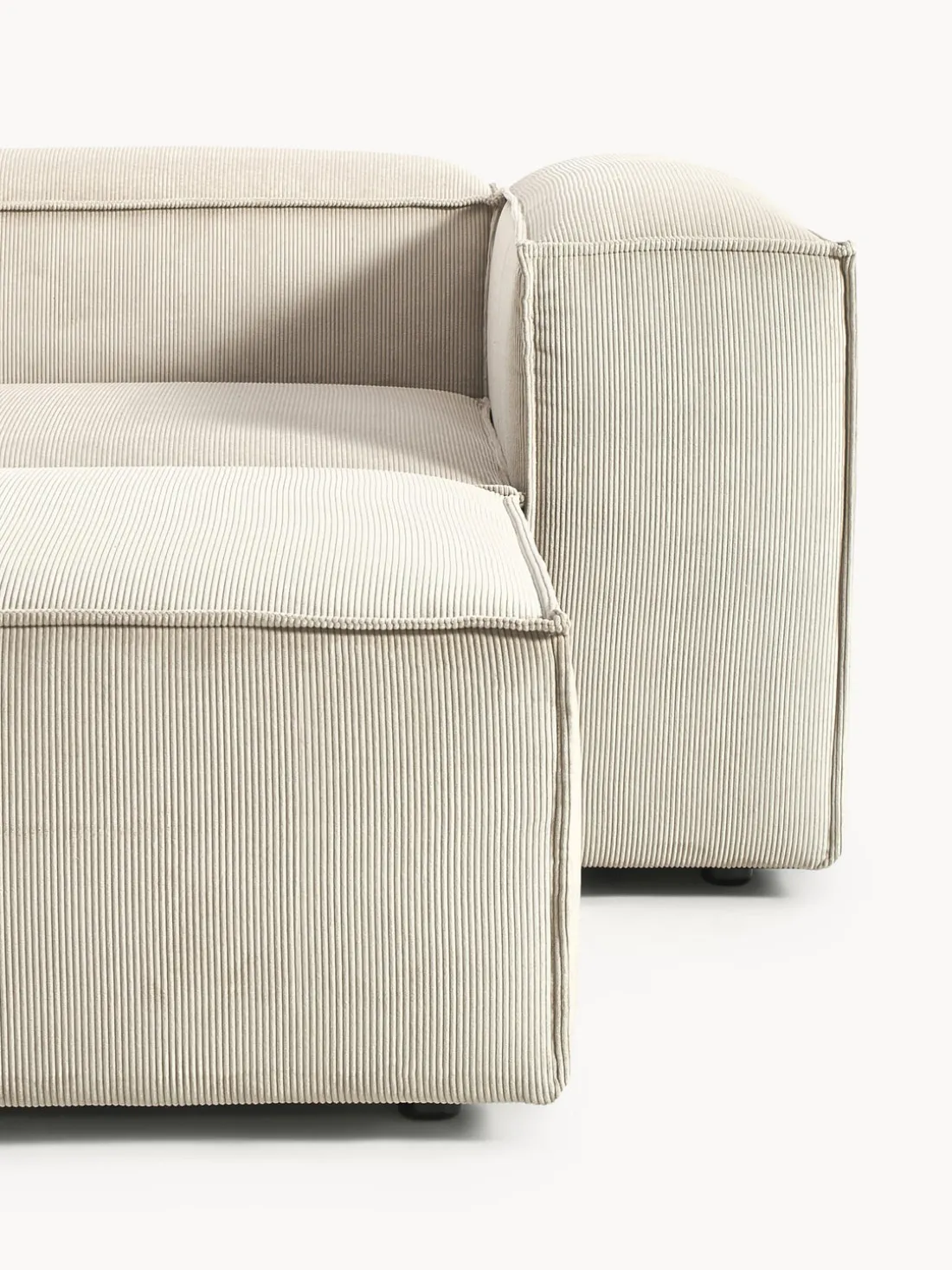 Sofá rinconera modular de pana con reposapiés izquierdo/derecho Lennon (4 plazas)