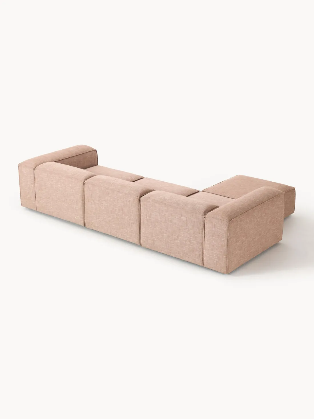 Sofá rinconera modular de mezcla de lino con reposapiés izquierdo/derecho Lennon (4 plazas)