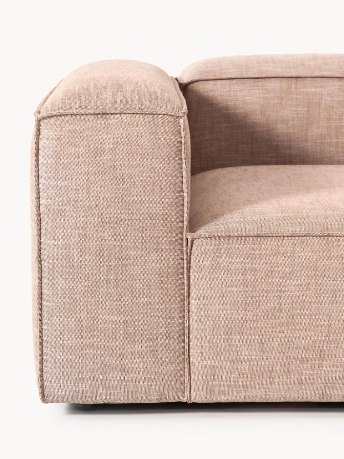 Sofá rinconera modular de mezcla de lino con reposapiés izquierdo/derecho Lennon (4 plazas)