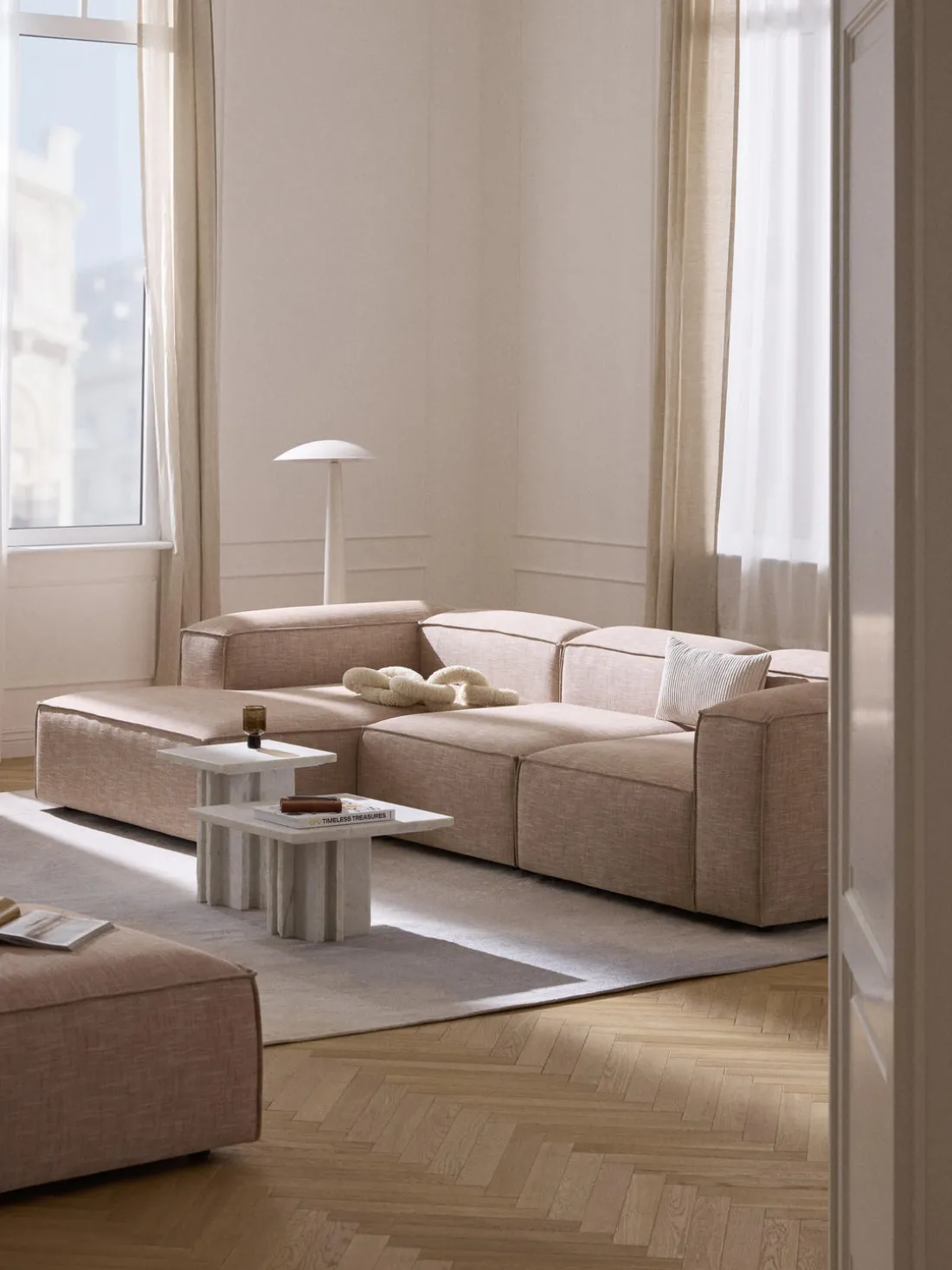 Sofá rinconera modular de mezcla de lino Lennon