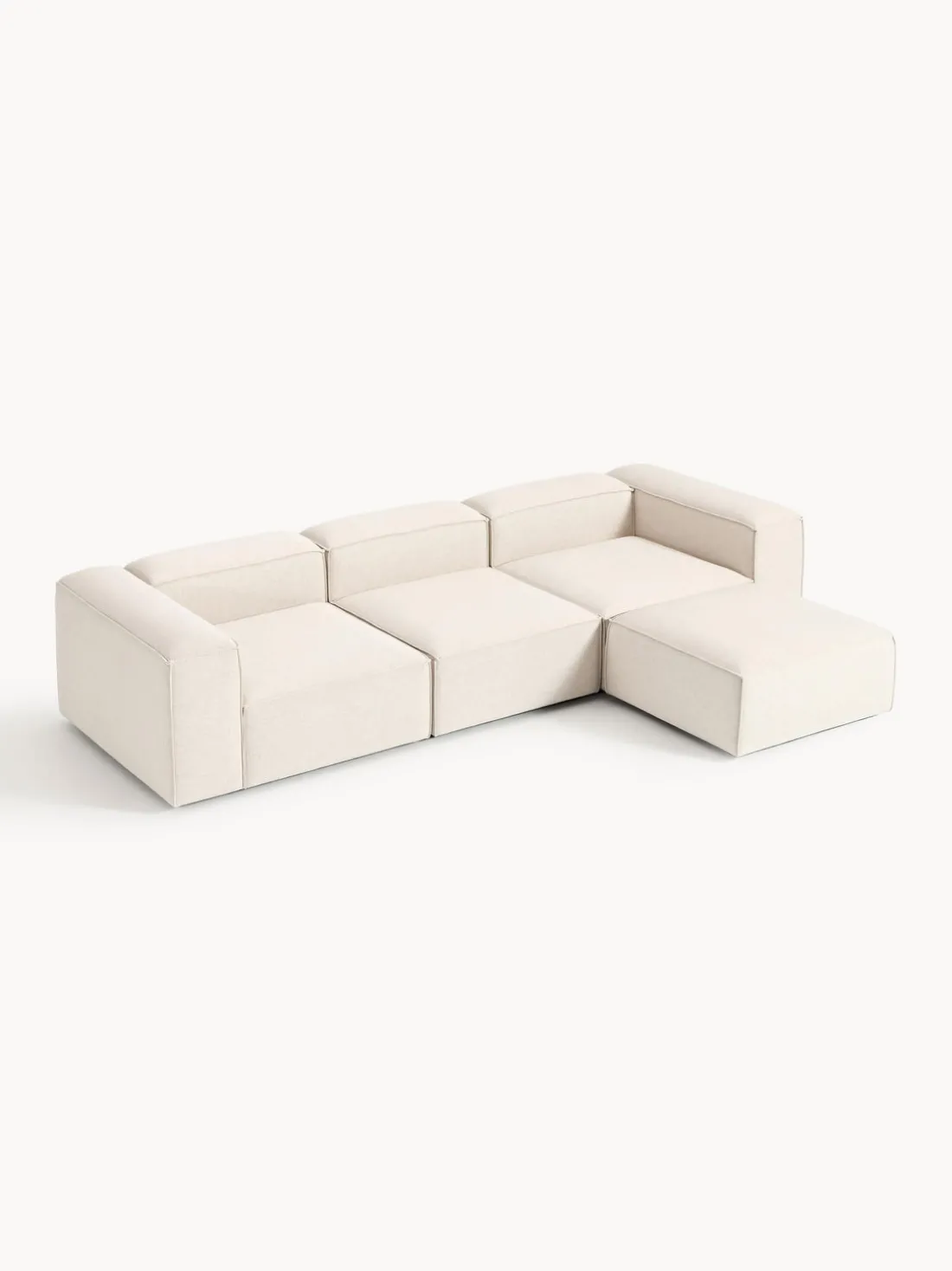 Sofá rinconera modular de mezcla de lino con reposapiés izquierdo/derecho Lennon (4 plazas)